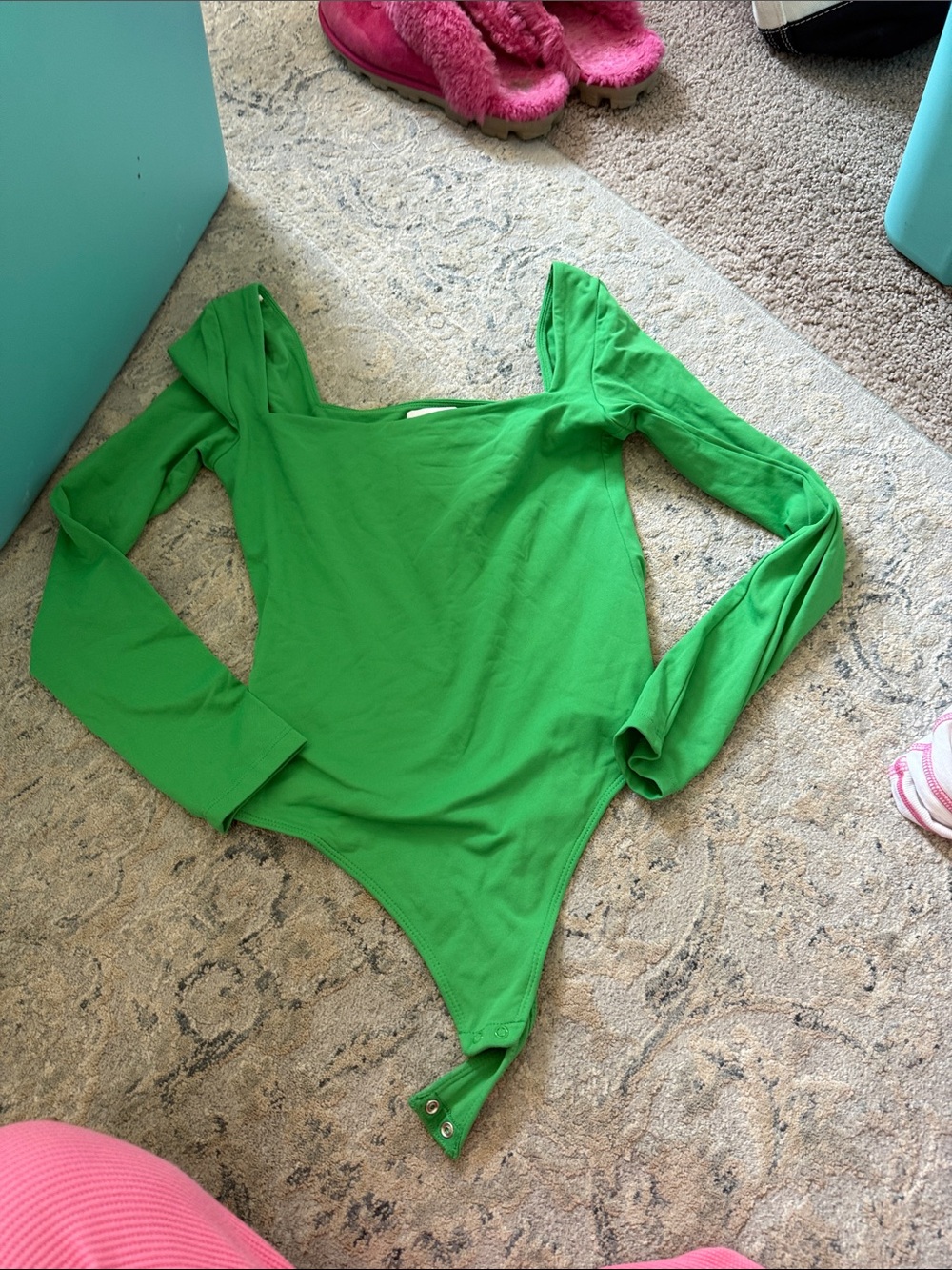 Green Long-Sleeve One-Piece Bodysuit
